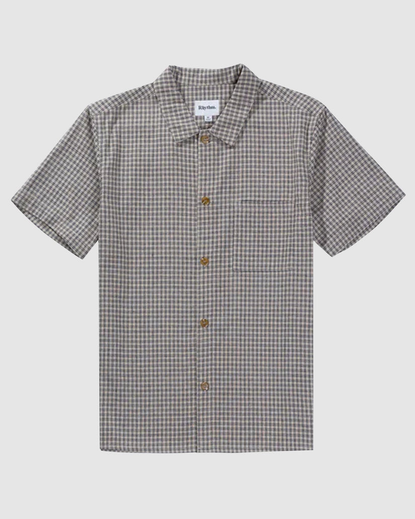 MENS LINEN CHECK SHORT SLEEVE SHIRT