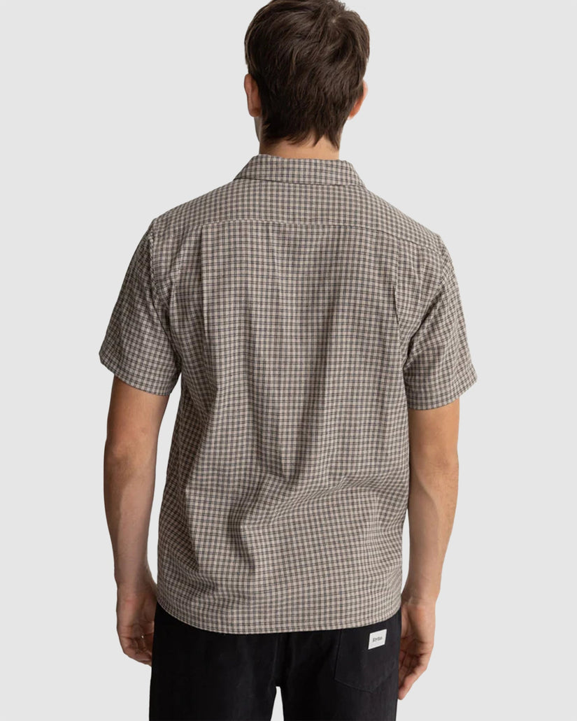 MENS LINEN CHECK SHORT SLEEVE SHIRT