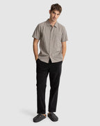 MENS LINEN CHECK SHORT SLEEVE SHIRT