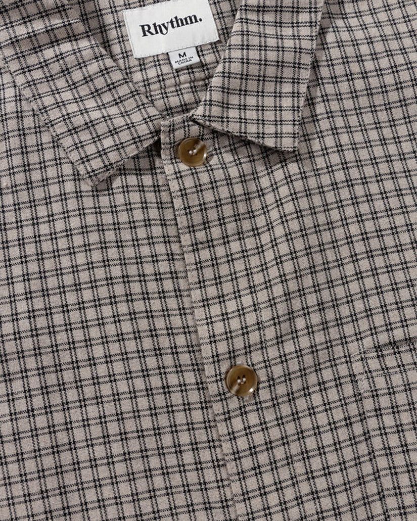 MENS LINEN CHECK SHORT SLEEVE SHIRT
