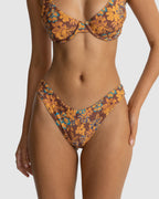 WOMENS OASIS FLORAL HI CUT BIKINI BOTTOM