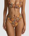 WOMENS OASIS FLORAL DEEP V HIGH WAIST BIKINI BOTTOM