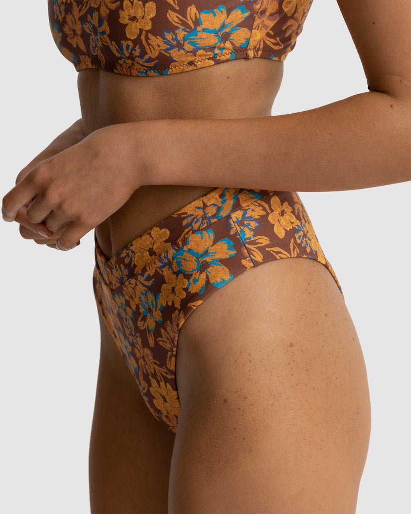 WOMENS OASIS FLORAL DEEP V HIGH WAIST BIKINI BOTTOM