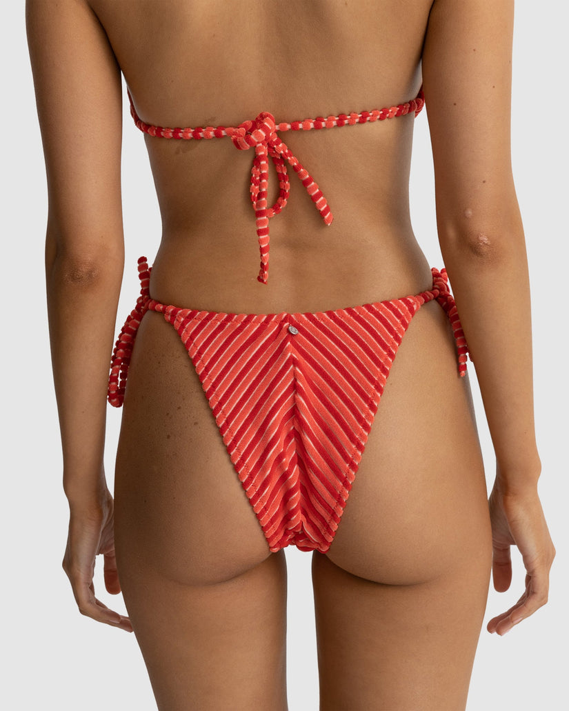 WOMENS TERRY SANDS TIE SIDE HI CUT BIKINI BOTTOMS