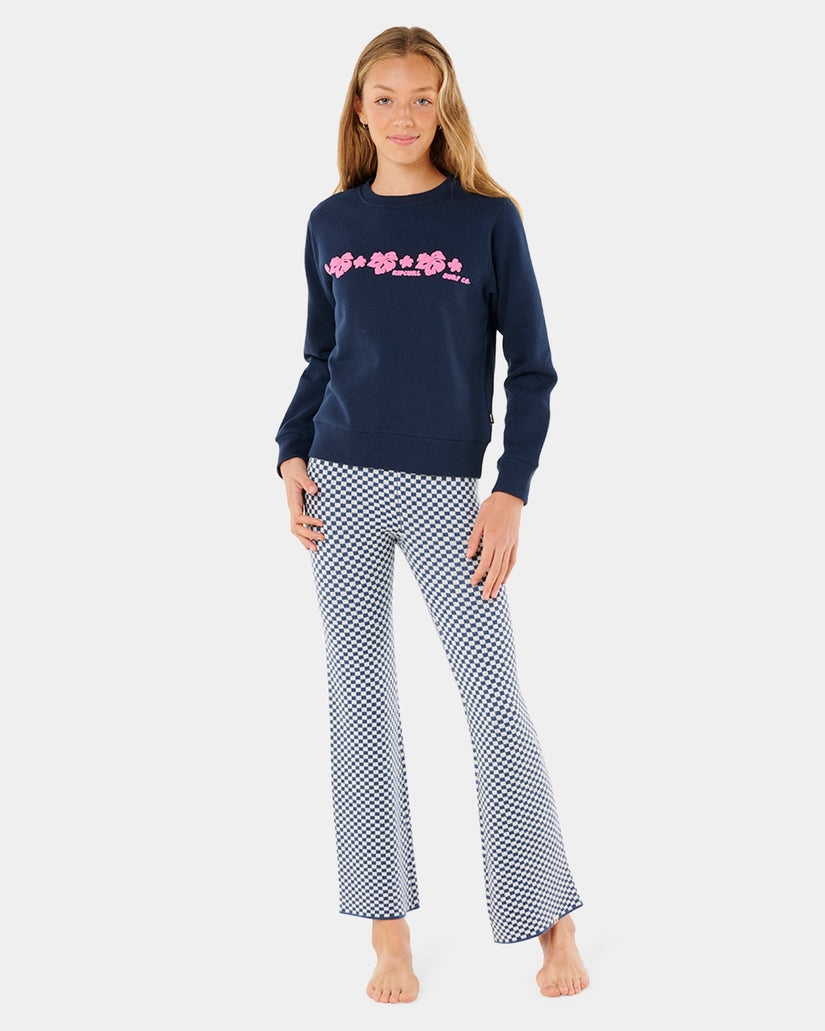 Girls 8-14 Neon Isles Hibiscus Crew Neck