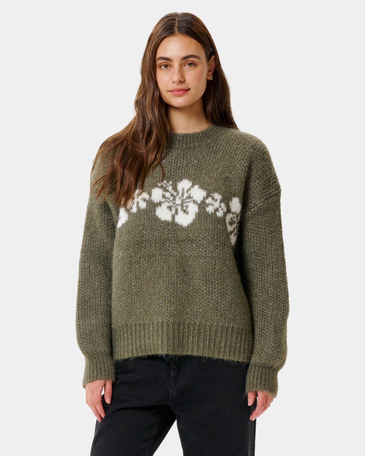 Womens Cala Nights Hibiscus Knit Crew Neck