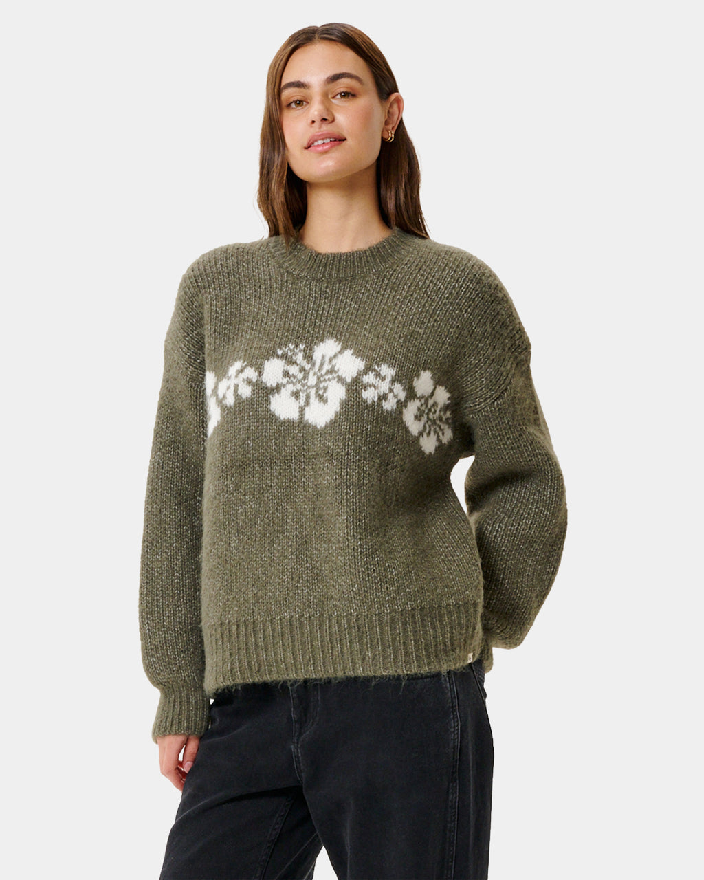 Womens Cala Nights Hibiscus Knit Crew Neck