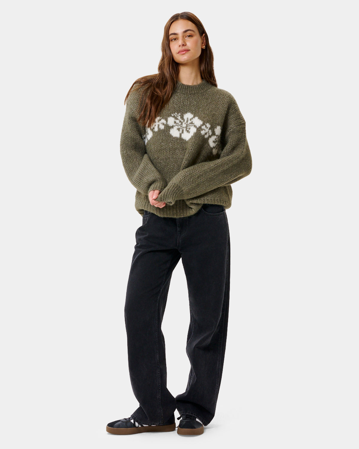 Womens Cala Nights Hibiscus Knit Crew Neck