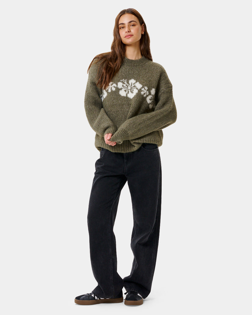Womens Cala Nights Hibiscus Knit Crew Neck