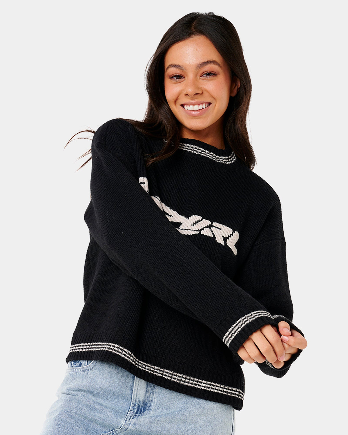 Womens Neon Diamon Knit Crew Neck