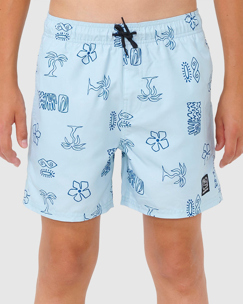 BOYS 8-16 EVOLUTION MOTIF VOLLEY BOARDSHORT