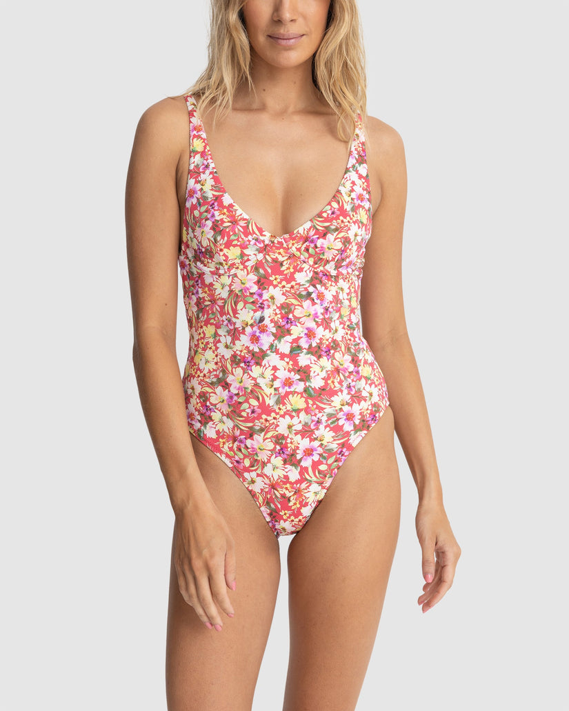 WOMENS BLOOM FLORAL UNDERWIRE ONE PIECE SWIMSUIT