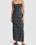 WOMENS FLEUR FLORAL GATHERED MAXI DRESS