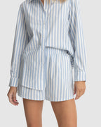 WOMENS SHORELINE STRIPE ELASTIC WAIST SHORTS