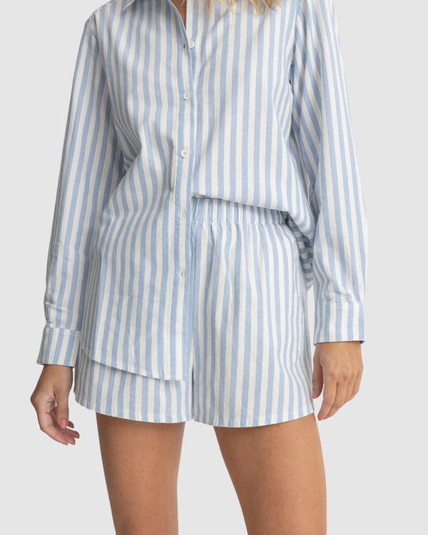 WOMENS SHORELINE STRIPE ELASTIC WAIST SHORTS