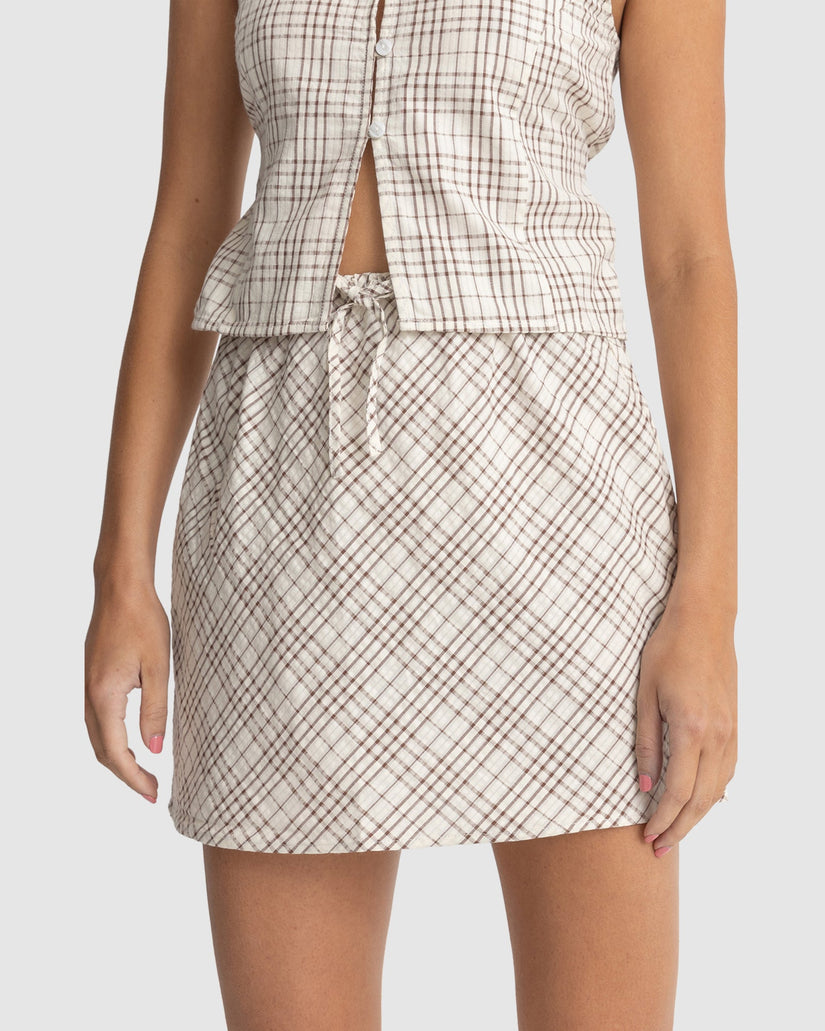 WOMENS RUMI CHECK BIAS CUT MINI SKIRT
