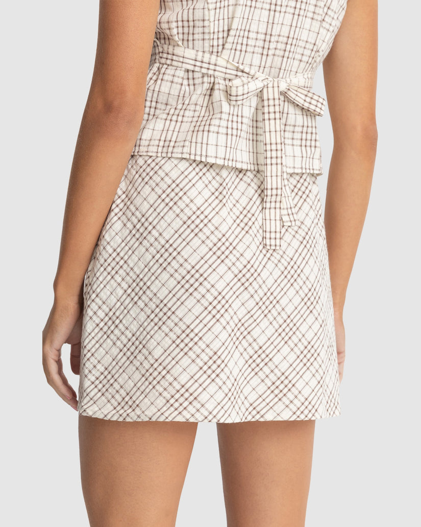 WOMENS RUMI CHECK BIAS CUT MINI SKIRT