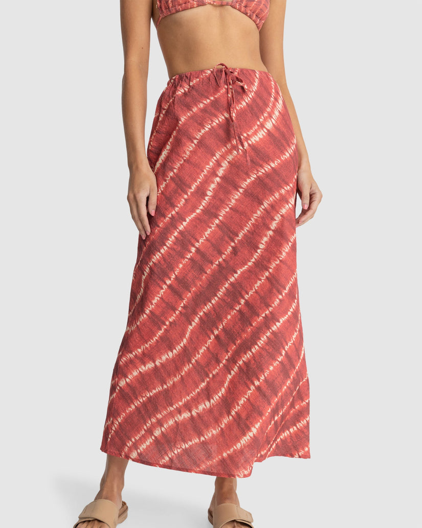 WOMENS SAHARA TIE DYE BIAS CUT MAXI SKIRT