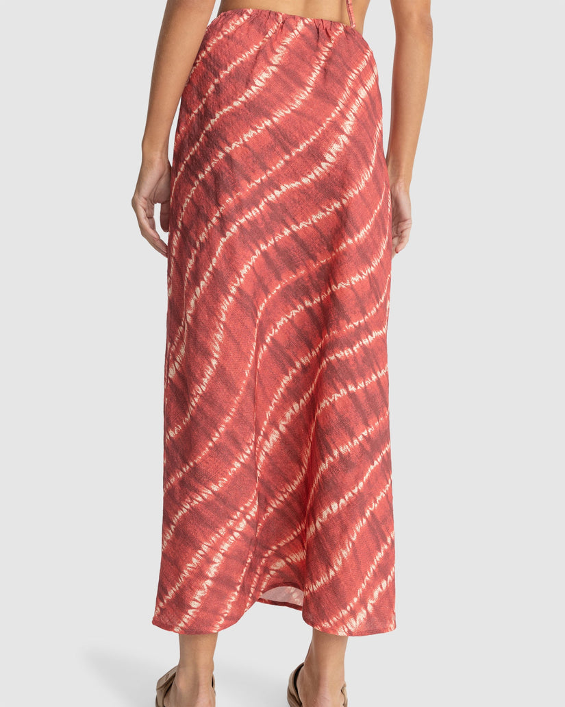 WOMENS SAHARA TIE DYE BIAS CUT MAXI SKIRT