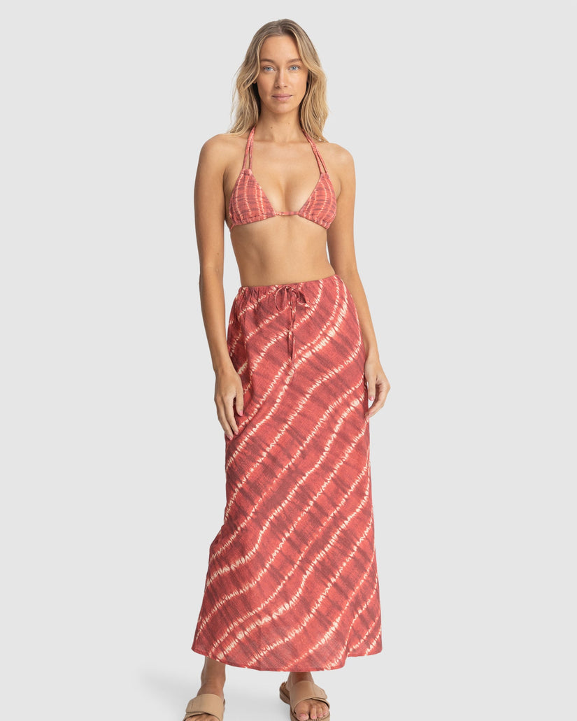WOMENS SAHARA TIE DYE BIAS CUT MAXI SKIRT