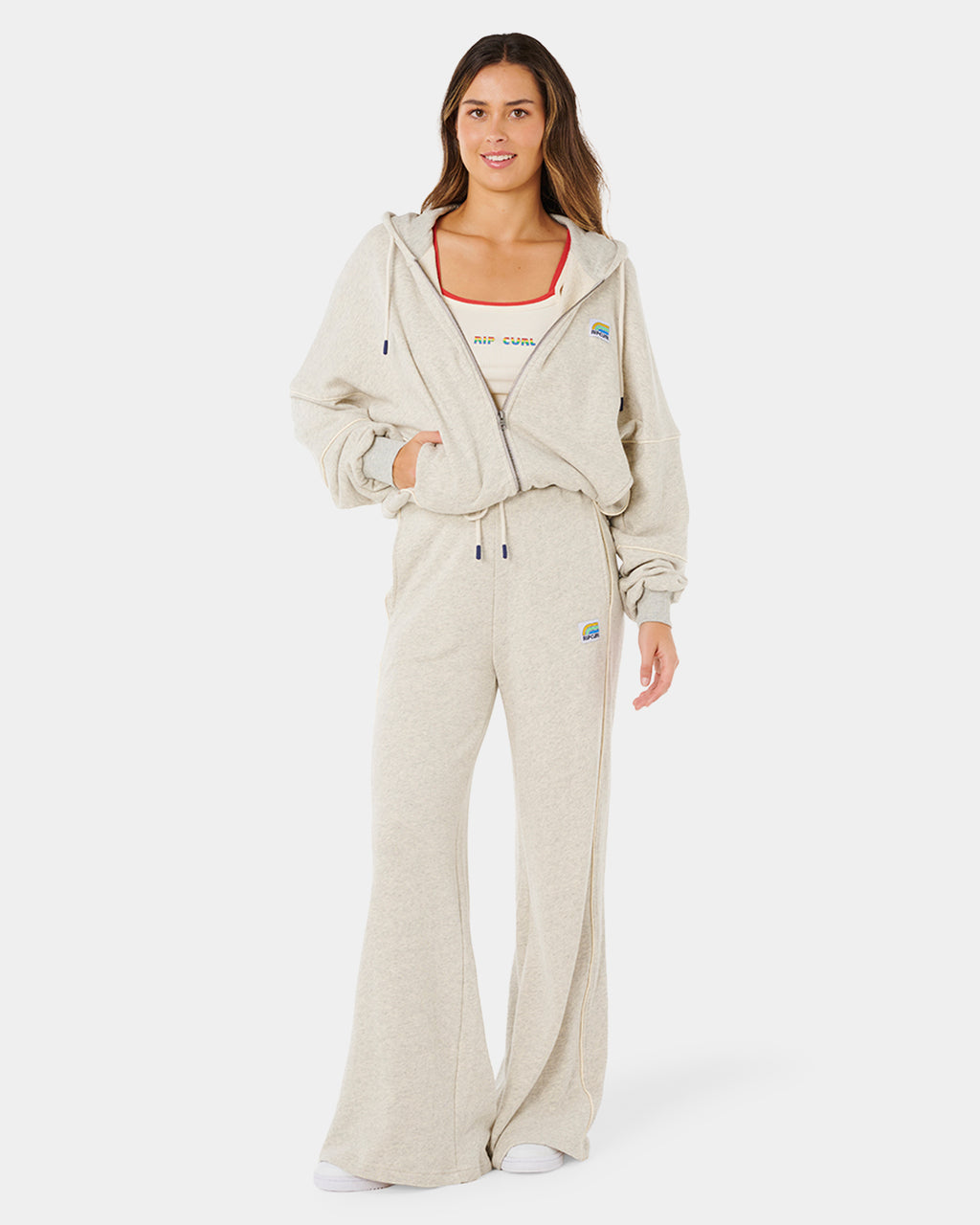 Womens Surf Side Spliced Zip Up Hoodie