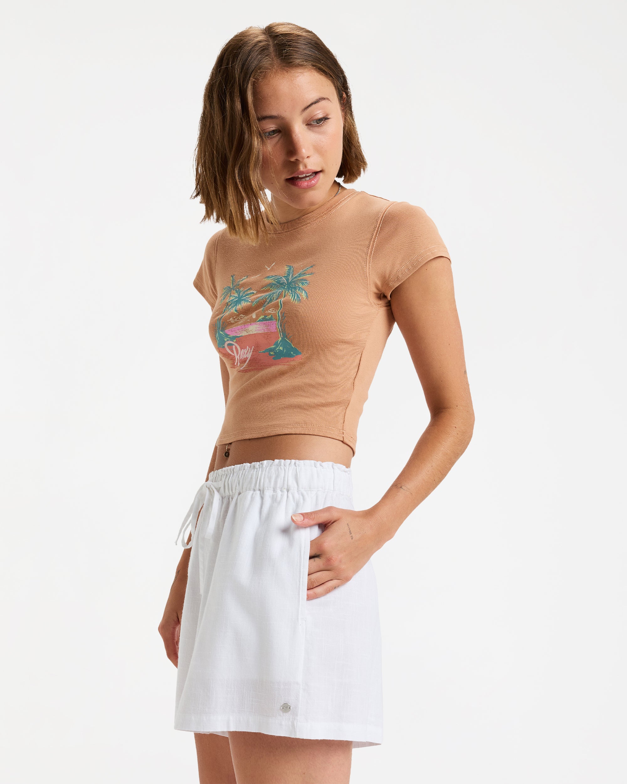 Womens Place To Elastic Waist Shorts