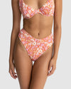 WOMENS LUNA FLORAL DEEP V HI WAIST BIKINI BOTTOMS