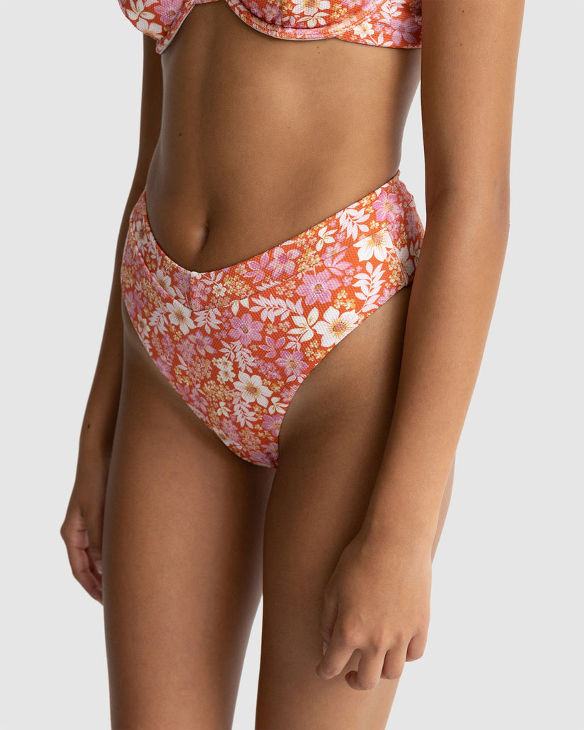 WOMENS LUNA FLORAL DEEP V HI WAIST BIKINI BOTTOMS