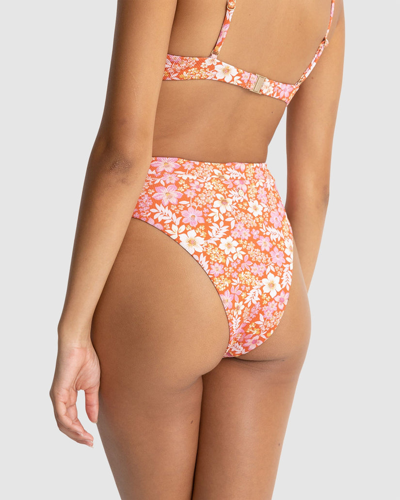WOMENS LUNA FLORAL DEEP V HI WAIST BIKINI BOTTOMS