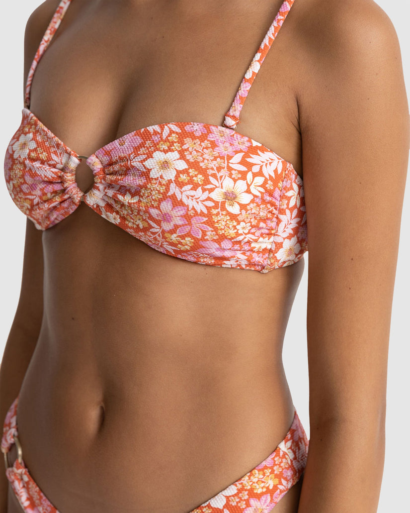 WOMENS LUNA FLORAL RING BANDEAU BIKINI TOP
