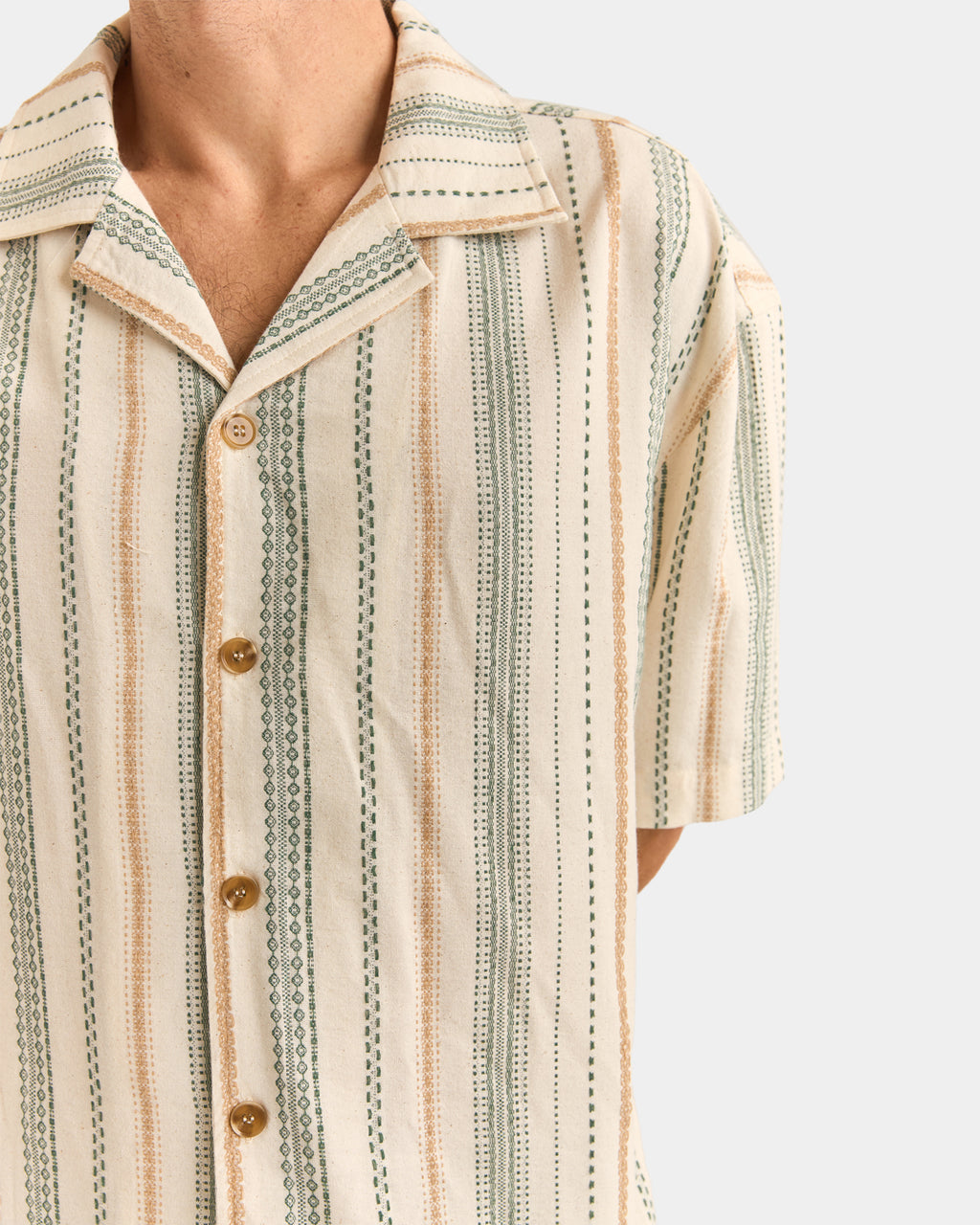 Mens Vacation Stripe Short Sleeve Shirt