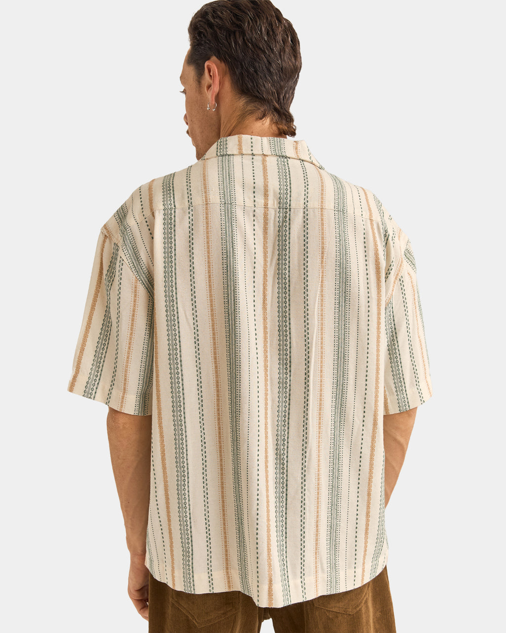 Mens Vacation Stripe Short Sleeve Shirt