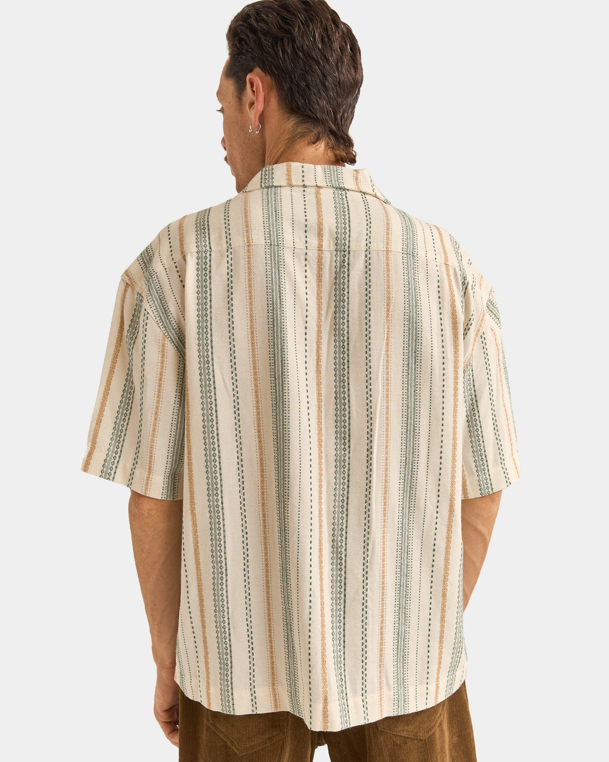 Mens Vacation Stripe Short Sleeve Shirt