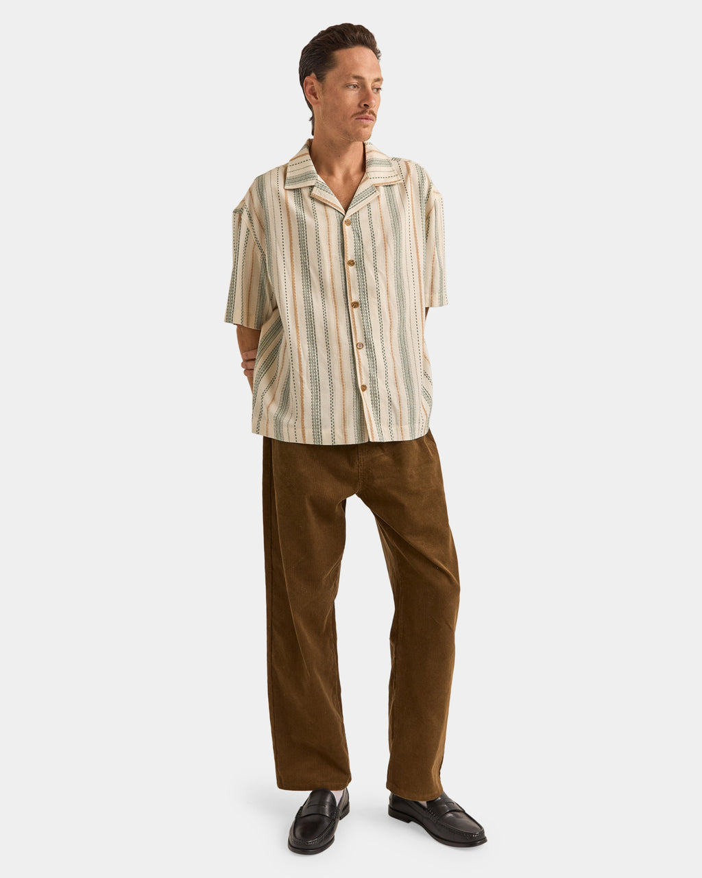 Mens Vacation Stripe Short Sleeve Shirt