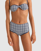 WOMENS LONDON CHECK MINI BOYSHORT BIKINI BOTTOMS