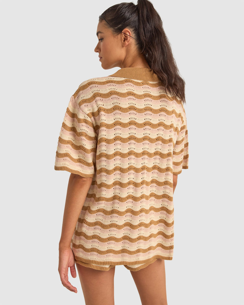 WOMENS ARIES STRIPE KNIT SHORT SLEEVE SHIRT