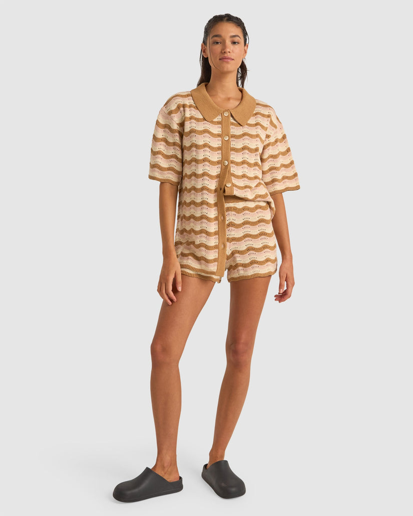 WOMENS ARIES STRIPE KNIT SHORT SLEEVE SHIRT