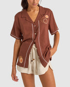 Womens Solis Embroidered Short Sleeve Shirt