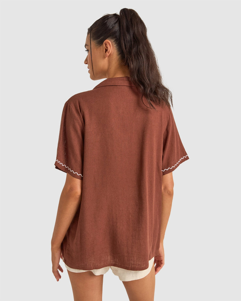 Womens Solis Embroidered Short Sleeve Shirt