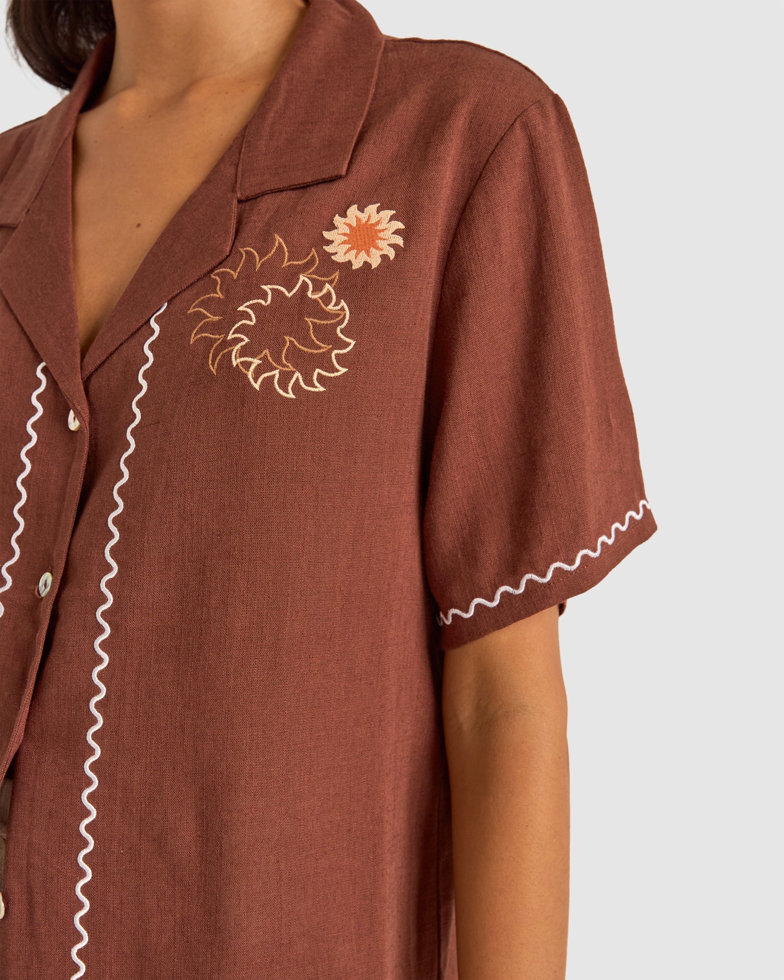 Buy Womens Solis Embroidered Short Sleeve Shirt by Rhythm | Amazon