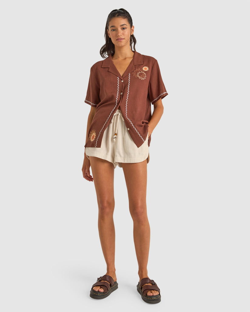 Womens Solis Embroidered Short Sleeve Shirt