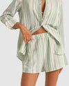 Womens Dinero Stripe Elastic Waist Shorts