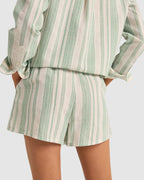 Womens Dinero Stripe Elastic Waist Shorts