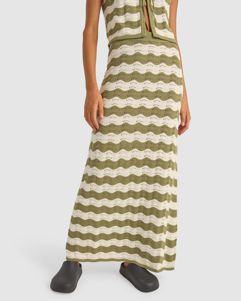 WOMENS CARMENS STRIPE KNIT MAXI SKIRT