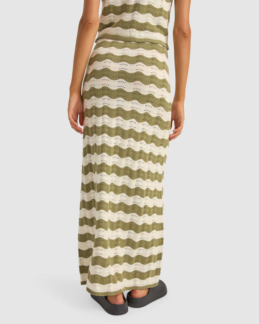 WOMENS CARMENS STRIPE KNIT MAXI SKIRT