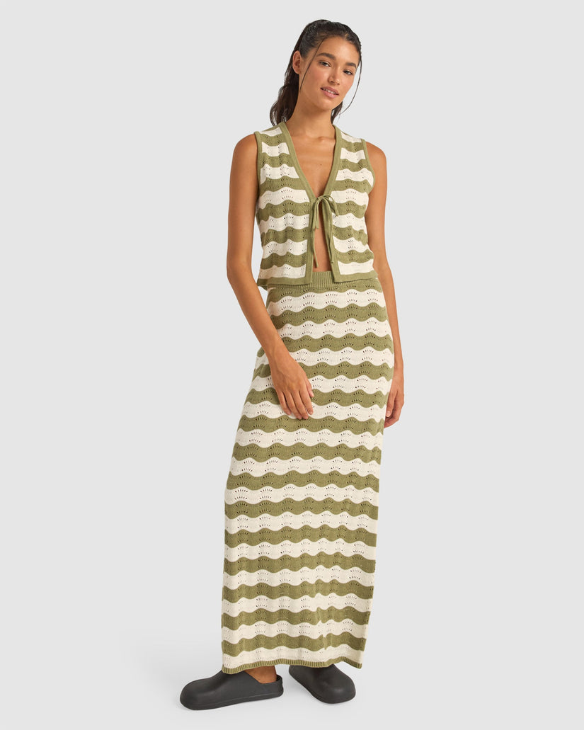 WOMENS CARMENS STRIPE KNIT MAXI SKIRT