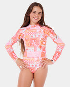 Girls 8-16 Paradise Club Long Sleeve One Piece