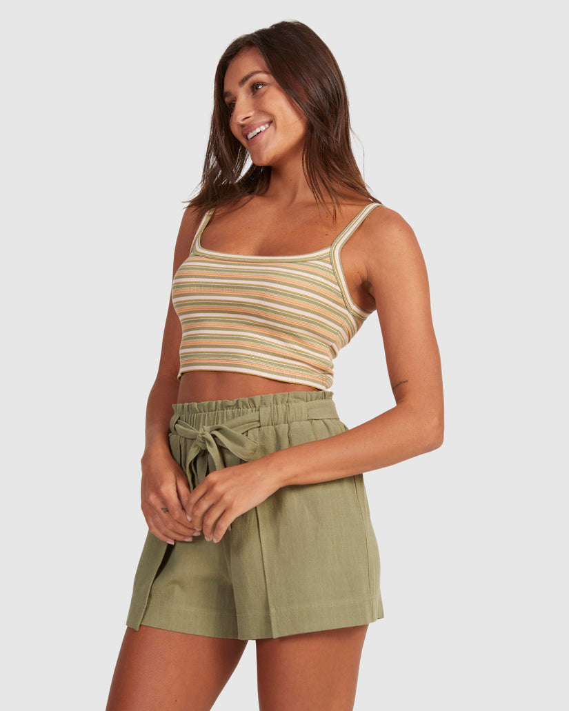 WOMENS FLASHBACK STRIPE CROP TANK TOP