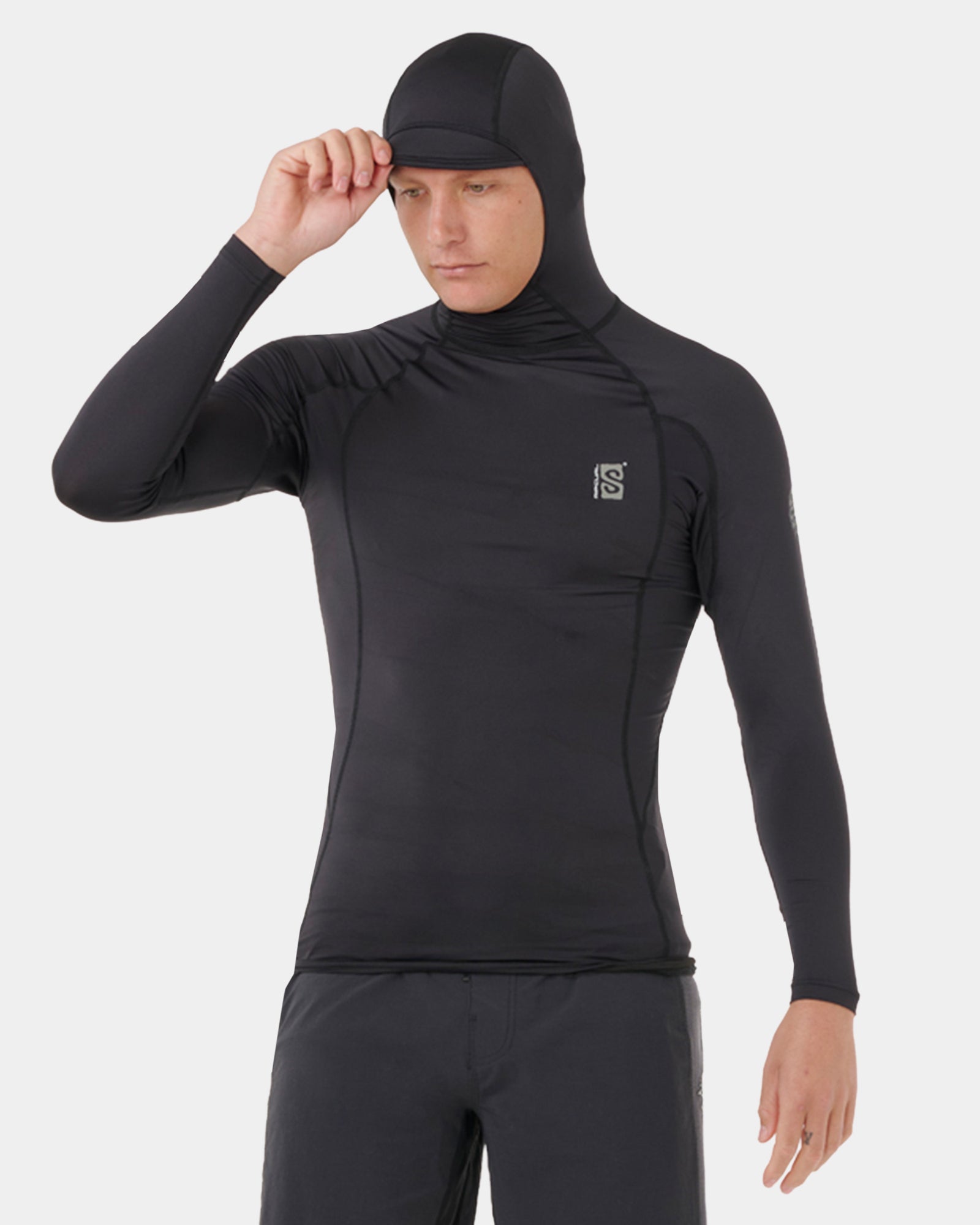 Mens Search UPF Performance Hood Long Sleeve Rash Vest