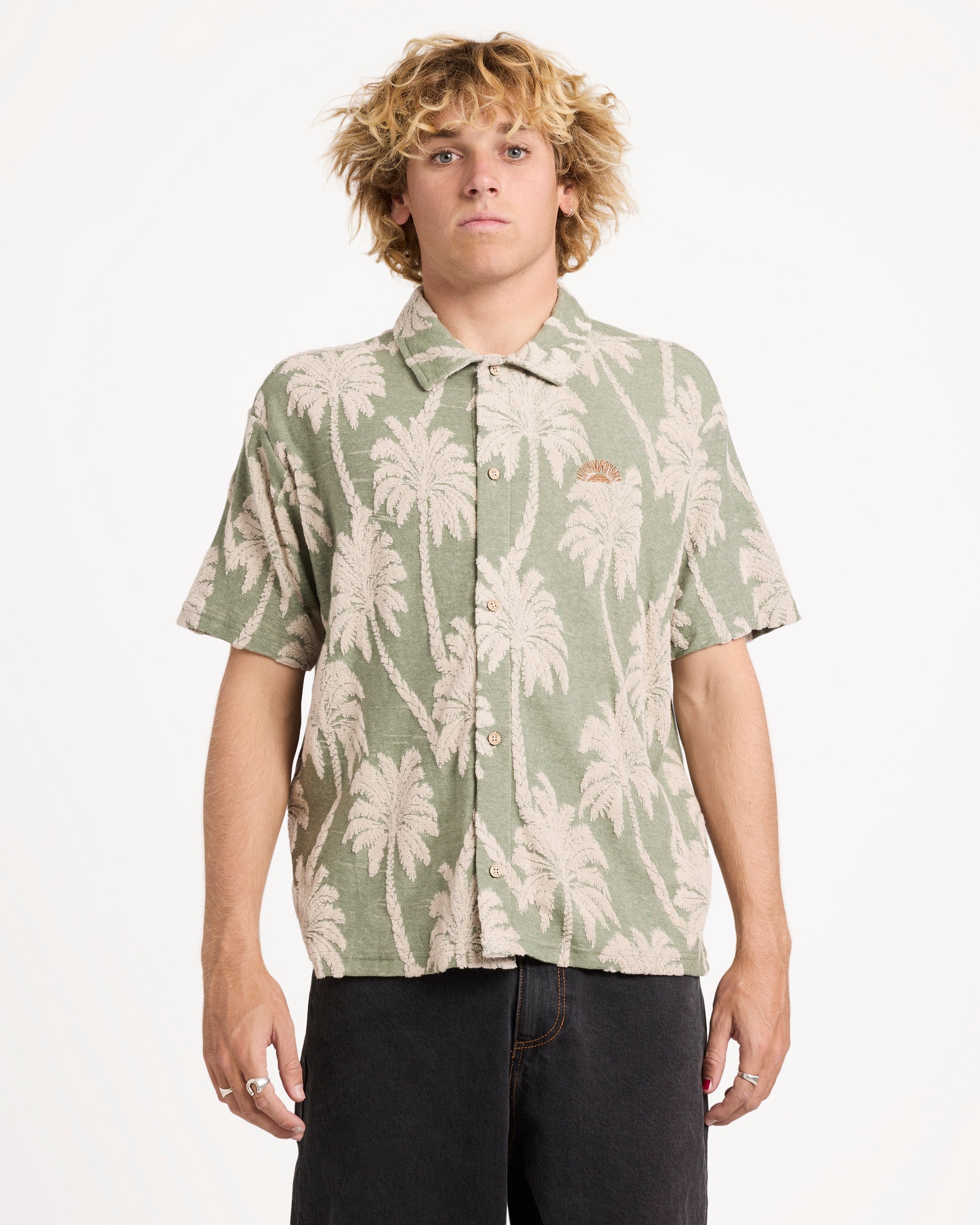 Mens Palm Fall Short Sleeve Shirt